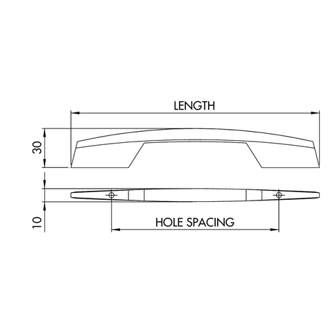 Dimensions drawing 1 — Handle Style 349 — Polished Chrome