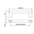 Dimensions drawing 1 — Handle Style 374 — Brushed Nickel