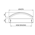 Dimensions drawing 1 — Handle Style 376 — Polished Chrome