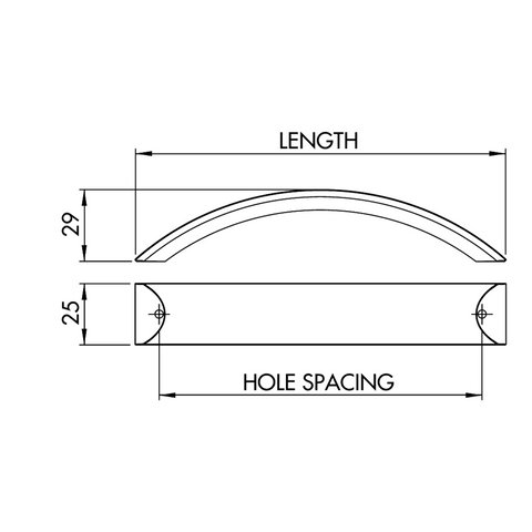 Dimensions drawing 1 — Cabinet Handle — Brushed Nickel