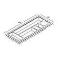 Dimensioned drawing — Häfele sliding pencil tray for Maxfit drawers, 426mm opening, sizes in millimetres