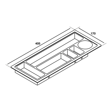 Dimensioned drawing — Häfele sliding pencil tray for Maxfit drawers, 426mm opening, sizes in millimetres