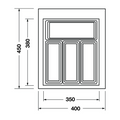 Dimensioned drawing — Häfele Classico 450 cutlery tray for a 450mm cabinet, tray 400mm wide (556.52.703)