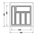 Dimensioned drawing — Häfele Classico 450 cutlery tray for a 500mm cabinet, tray 450mm wide (556.52.704)