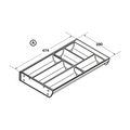 Dimensioned drawing — Häfele stainless steel cutlery tray for a 400 or 450mm cabinet, Alto and TANDEMBOX drawers (554.98.042)