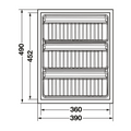 Dimensioned drawing — Häfele Salsa spice insert, 390 x 490mm (556.63.753 white / 556.63.353 anthracite)