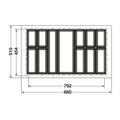 Dimensioned drawing — Häfele Classico 500 Non-Slip cutlery tray for a 900mm cabinet, tray 880 x 510mm (556.51.309)