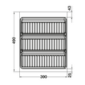 Dimensioned drawing — Häfele Salsa spice insert, compartment layout in millimetres