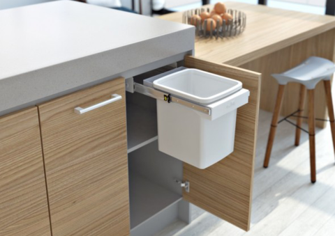 Hideaway Compact soft-close waste bin in arctic white