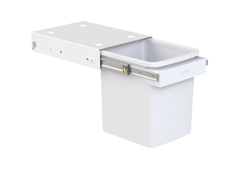 Hideaway Compact soft-close waste bin in arctic white