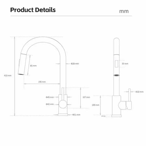 Pull-Out Kitchen Mixer Tap Chrome Finish