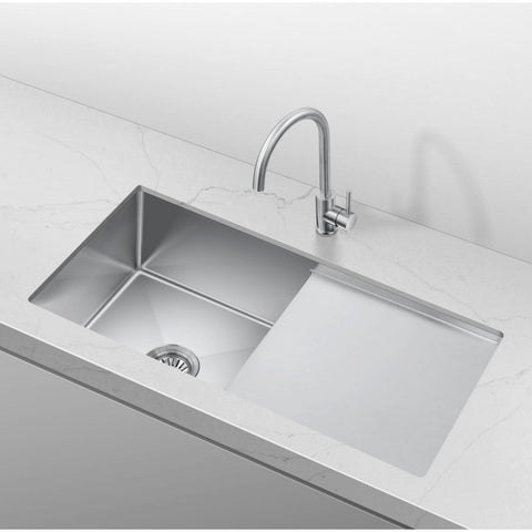 Sink with Drainer Stainless Steel, 850 x 450 x 230mm - Brushed Nickel