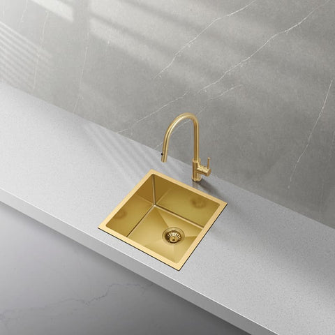 Single Sink Stainless Steel  550mm x 450mm x 230mm - Brushed Brass Gold