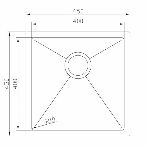 Single Sink Stainless Steel  550mm x 450mm x 230mm - Brushed Brass Gold