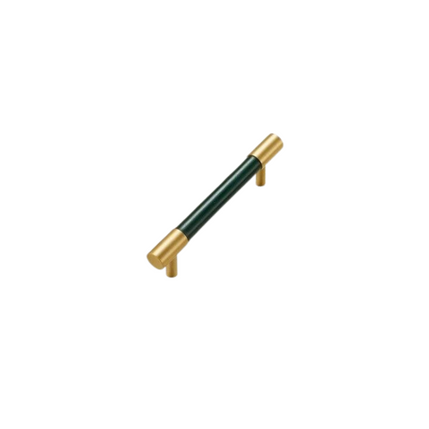 Kara Solid Brass & Leather Handle | Gold & Green S - L