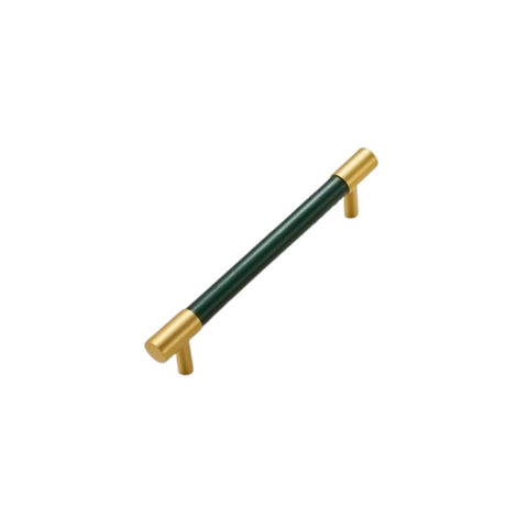 Kara Solid Brass & Leather Handle | Gold & Green S - L