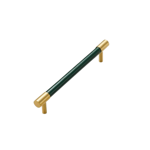 Kara Solid Brass & Leather Handle | Gold & Green S - L