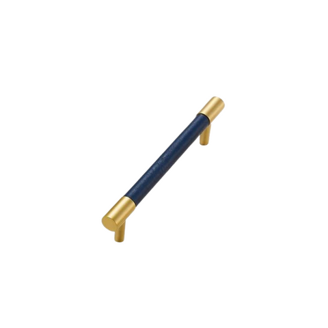 Kara Solid Brass & Leather Handle | Gold & Blue S - L