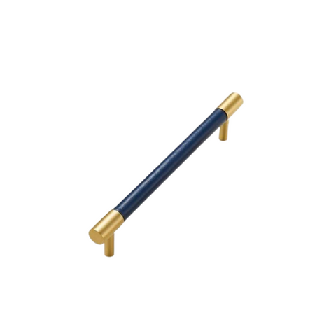 Kara Solid Brass & Leather Handle | Gold & Blue S - L