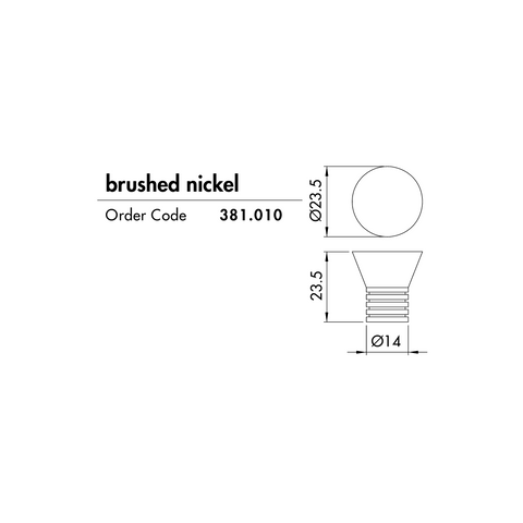 Dimensions drawing 2 — Knob 110 — Brushed Nickel