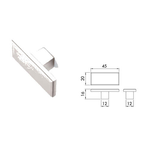 Dimensions drawing 1 — Knob 76 — Square-T | 60 x 60 x 28h mm