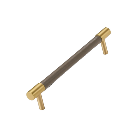 Kara Solid Brass & Leather Handle | Gold & Grey S - L