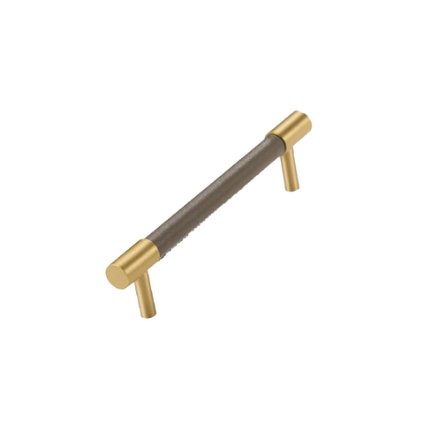 Kara Solid Brass & Leather Handle | Gold & Grey S - L