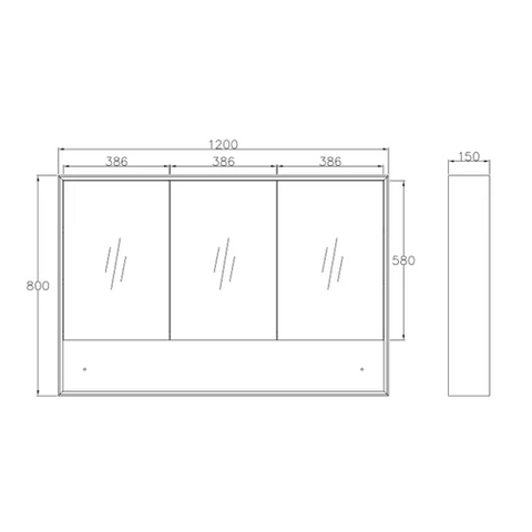 MARLO Mirror Shaving Cabinet 1200mm Matte Black