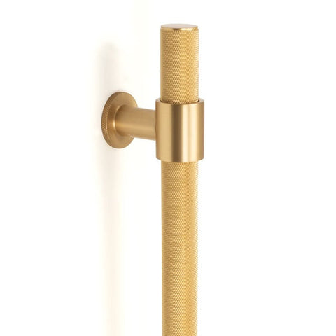 Momo Belgravia Knurled Door Pull Handle 600mm Brushed Satin Brass
