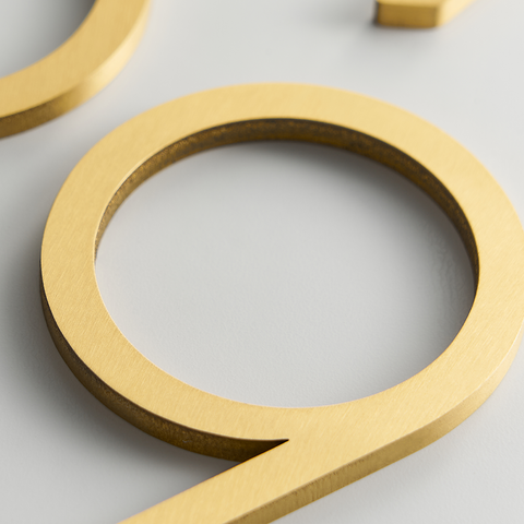 Oversized Smooth Solid Brass Floating Numbers | Gold 25cm - 40cm