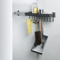 Peka Pesolo anthracite pull-out holding a dustpan, brush and cloth on integrated hooks with a storage tray