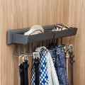 Peka Pesolo anthracite pull-out wardrobe organiser with belts, scarves and accessories on hooks and a tray
