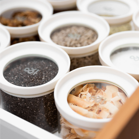 Wategos Round Glass Pantry Jars | Oat Milk