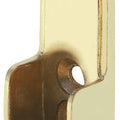 Oval Rail End Support | Brass Material: Zinc alloy Finish: Brass Mounting: Screw fixing to side panel, into 32 mm series drilled holes, with 3 screw holes Dimensions: 19 x 15 x 49 mm Packing: 1 piece Suitable with following products: Oval Wardrobe Rail (C