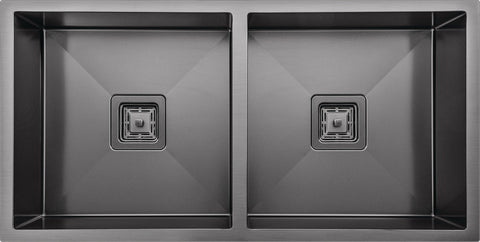 Häfele Squareline sink in linen-textured gunmetal