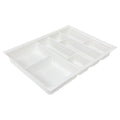 Scoop Cutlery Insert 450mm Features: Agoform cutlery insertDesigned to suit the Hafele Matrix Box S drawers with a depth of 500mmSupplied with dividers (3 small and 1 large) Colour: White Material: Plastic, vacuum formed Tray Dimensions: 390 x 472 x 62mm
