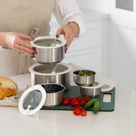 Stainless Steel and Glass Food Containers | Round Mixed 3pk