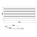 Dimensioned drawing — Häfele Salsa Pro spice tray, cut to any width up to 1300mm, sizes in millimetres