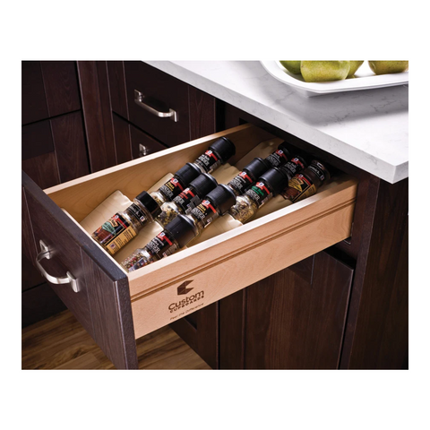 Häfele Salsa Pro spice tray fitted in an open kitchen drawer