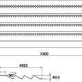 Dimensioned drawing of the Häfele Salsa Pro spice tray — a 1300 by 550mm sheet, with a section showing 40.5mm ramps across a 492.3mm corrugated field