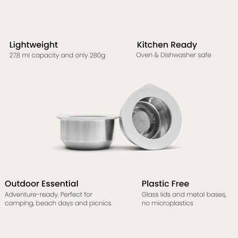 Stainless Steel and Glass Dip Bowls | Set of 2