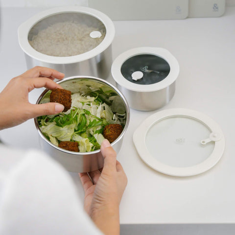 Stainless Steel and Glass Food Containers | Round Mixed 3pk