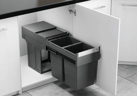 Hailo Tandem Waste Bin in grey