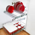Double Pull Out Plate Rack (Stainless Steel Wire)