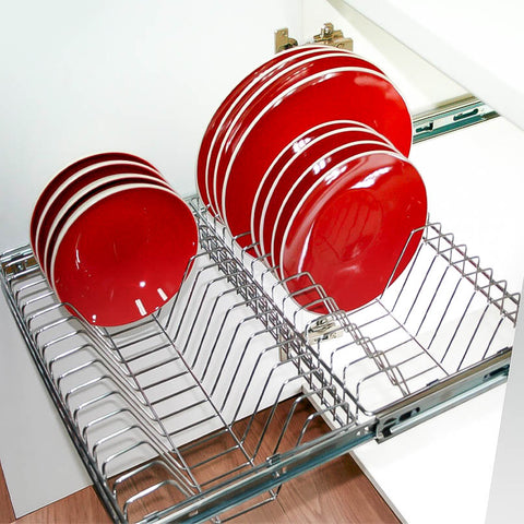 Pull Out Plate Rack Size Double Pull Out Plate Rack (Stainless Steel Wire) – KitchenLibrary