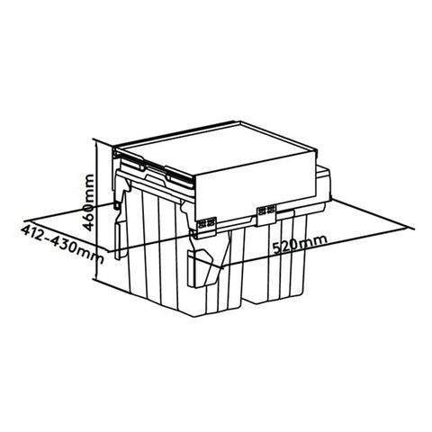 Teramo Bin 56l (2 X 28l), 450mm Module, Soft-closing (Onyx Grey)