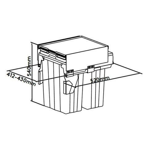 Teramo Bin 66l (2 X 33l), 450mm Module, Soft-closing (Onyx Grey)