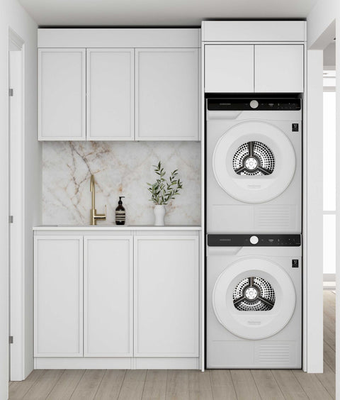 Hampshire White Laundry Cabinet Set 1715x600x2100 (Set C)