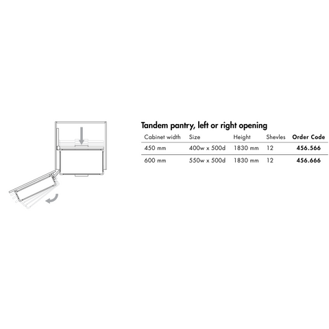 Dimensions drawing 2 — Tandem Pantry — Brushed Stainless