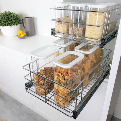 Pull Out Pantry Wire Basket (150mm High) Bottom Mount